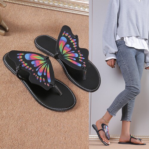 Women's Summer Sandals, Flat, Fashionable, Slip-On Roman Style, Wish, Plus Size 43, Beach Shoes, High Volume
