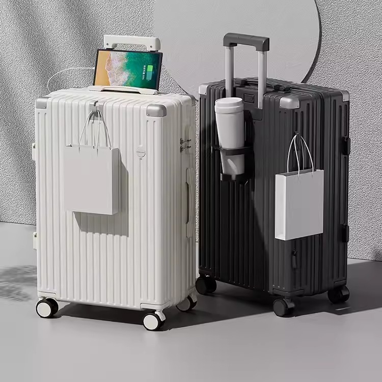 Marco de aluminio cremallera barra de tracción contraseña maleta multifuncional para hombres y mujeres estudiantes rueda universal silenciosa duradera