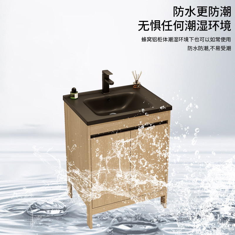 Color tronco espacio de aluminio gabinete de baño combinación de cerámica negra una bañera de baño tipo piso lavabo piscina balcón