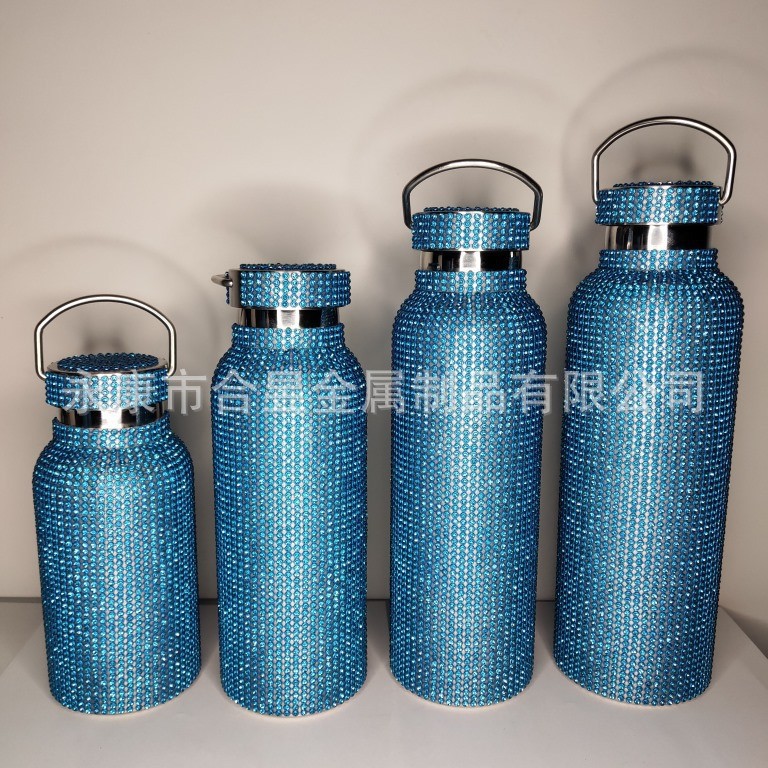 Taza de vacío incrustada en diamantes celebridad de Internet Taza de agua incrustada en diamantes TikTok tendencia creativa transfronteriza taza de agua portátil taza de vacío de diamantes de imitación