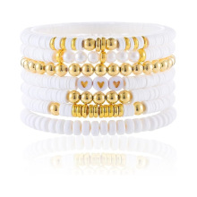 亚马逊跨境时尚畅销多件套堆叠多色软陶弹力女士手链套装