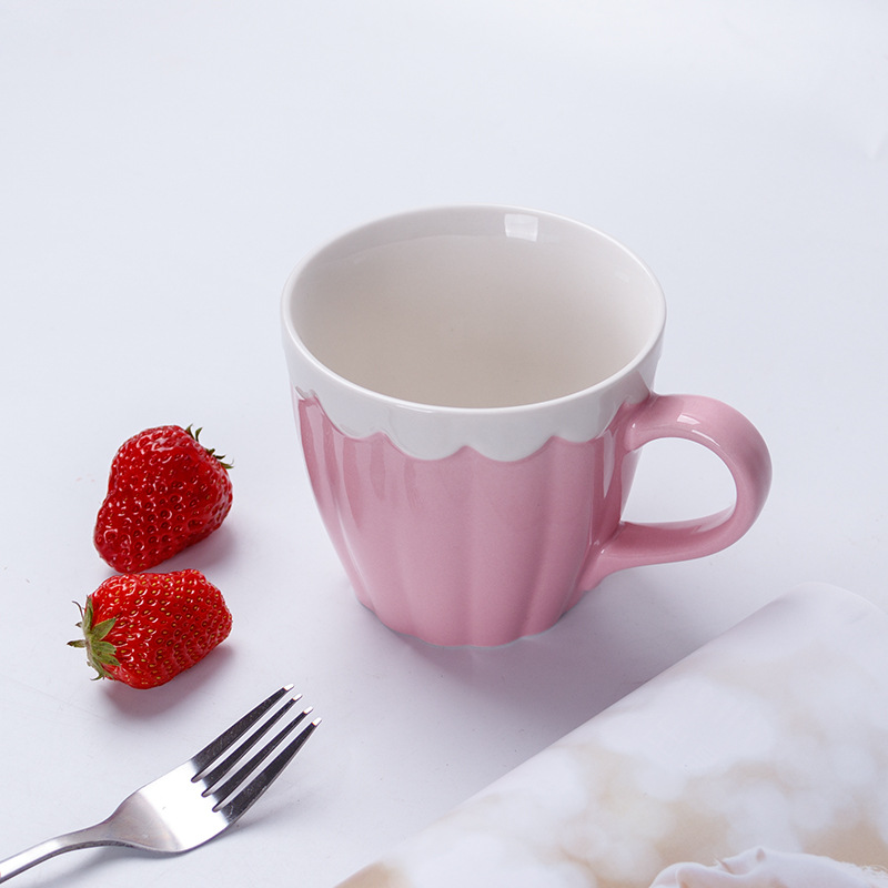 originality personality Mug ceramics ice cream Water cup Cute pink Drink plenty of water glass Good-looking household milk coffee