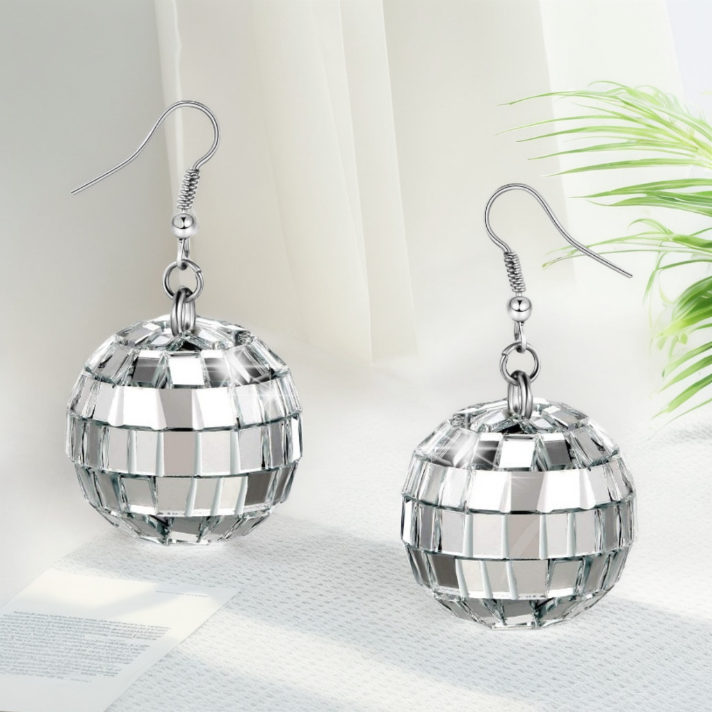 Mirror Ball Earrings Cross-Border Hot-Selling Disco Ball Pendant Creative Party Y2K Accessories 2026 New Style Earrings for Women