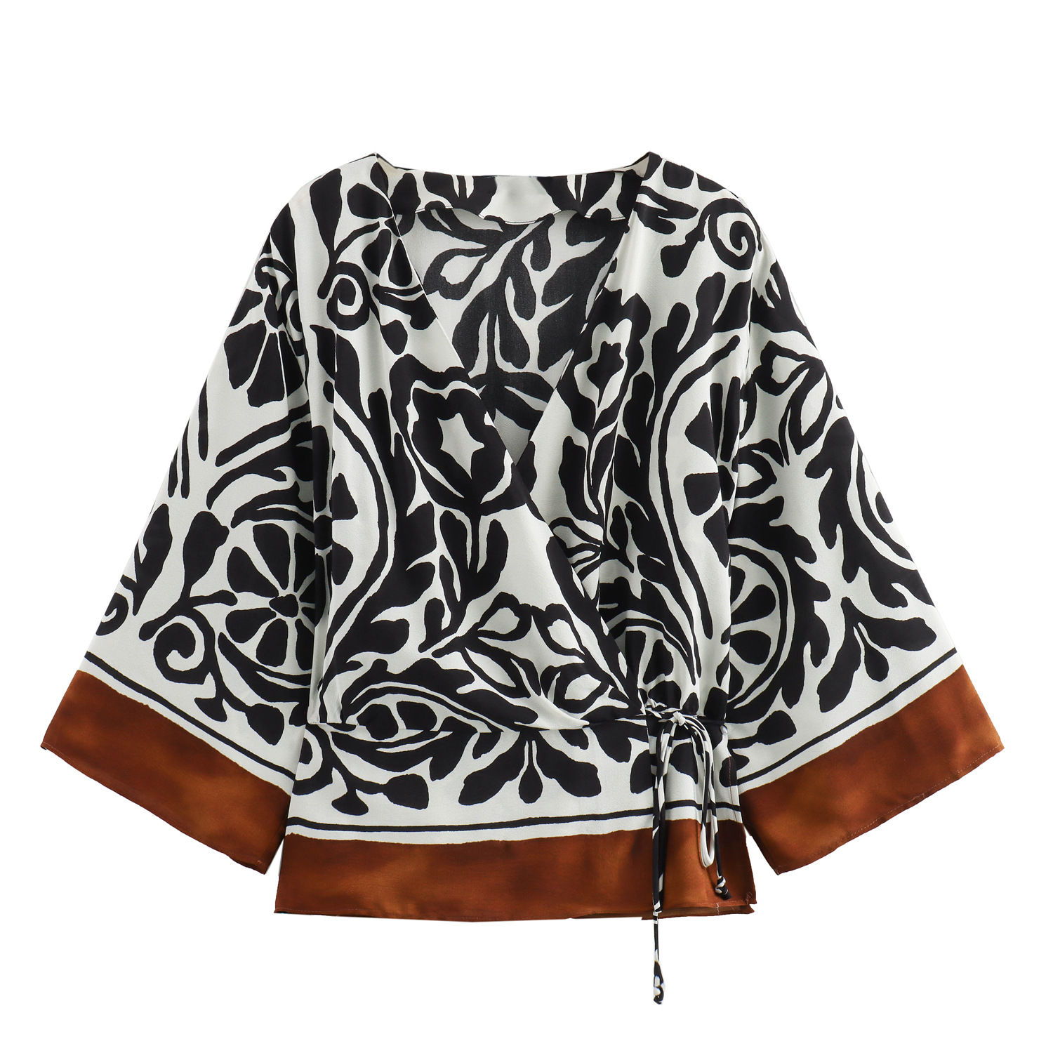 Ženski komplet kratkih hlač s potiskom in papirnato vrečko za poletje 2024_voghion.com