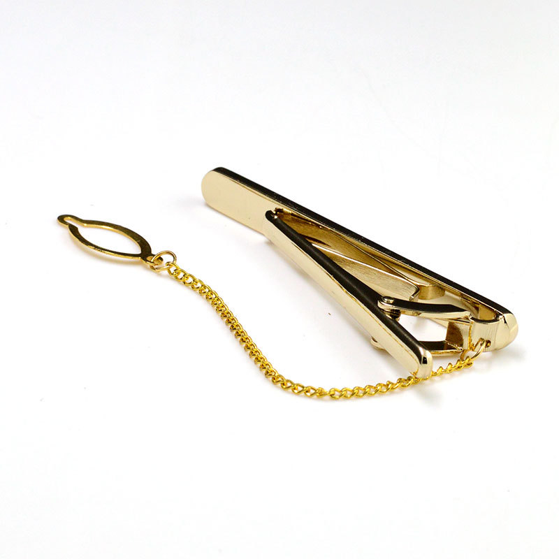 Krawattenklammer aus Metall, Western-Etikette, Bekleidungszubehör, goldene Gürtelkette, eleganter Boutique-Stil mit schwarzen Strasssteinen_voghion.com