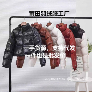 1984 Short Ken Bean Down Jacket Jenna Same American Version 700 Peng Embroidered Women's High Waist Vertical Collar Bread Jacket