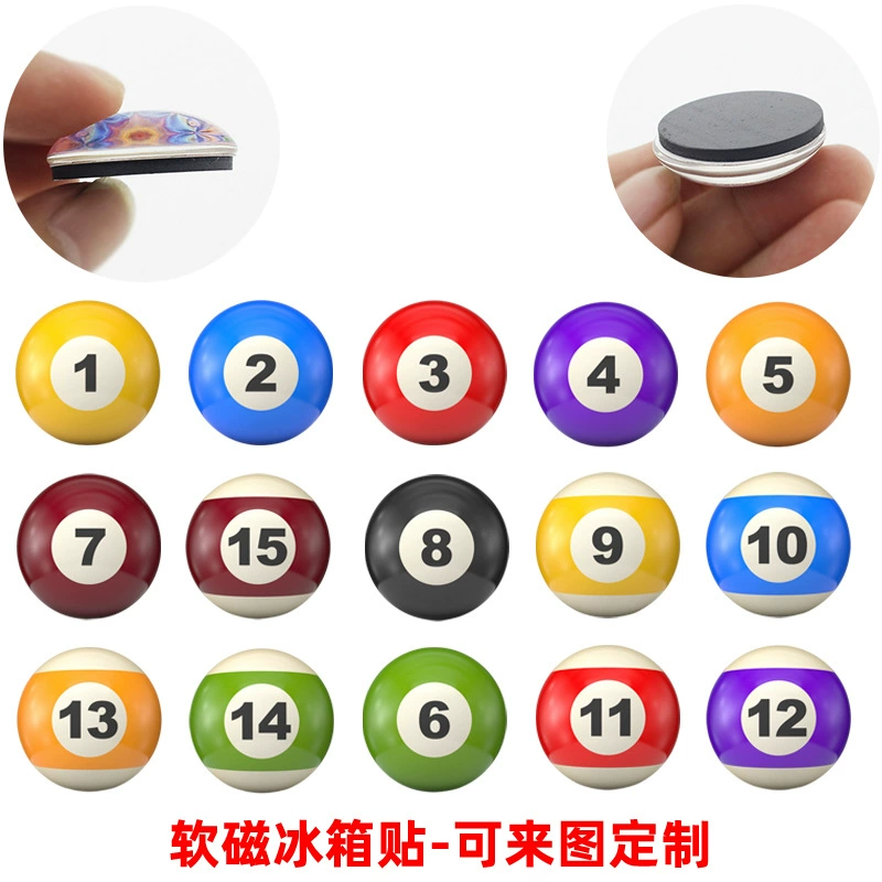 Творческий новый 3D бильярд Бильярд Серия Время Драгоценные камни Стеклянные пластыри Мягкие магнитные наклейки для холодильника
