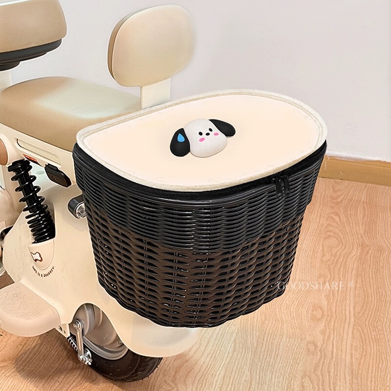 電気自動車リアバスケットカバー付きかわいい漫画バッテリーオートバイリアテール防水ヘルメット充電器収納バスケット|undefined