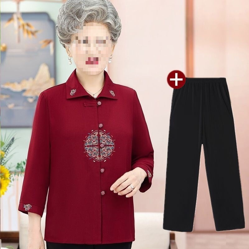 Summer Clothing for Middle-Aged and Elderly Women, Grandma's Outfit, Three-Quarter Sleeve Set, Spring Shirt for 60-70 Year Old Moms, Lightweight Clothing for the Elderly Summer Clothing for Middle-Aged and Elderly Women, Grandma's Outfit, Three-Quarter Sleeve Set, Spring Shirt for 60-70 Year Old Moms, Lightweight Clothing for the Elderly