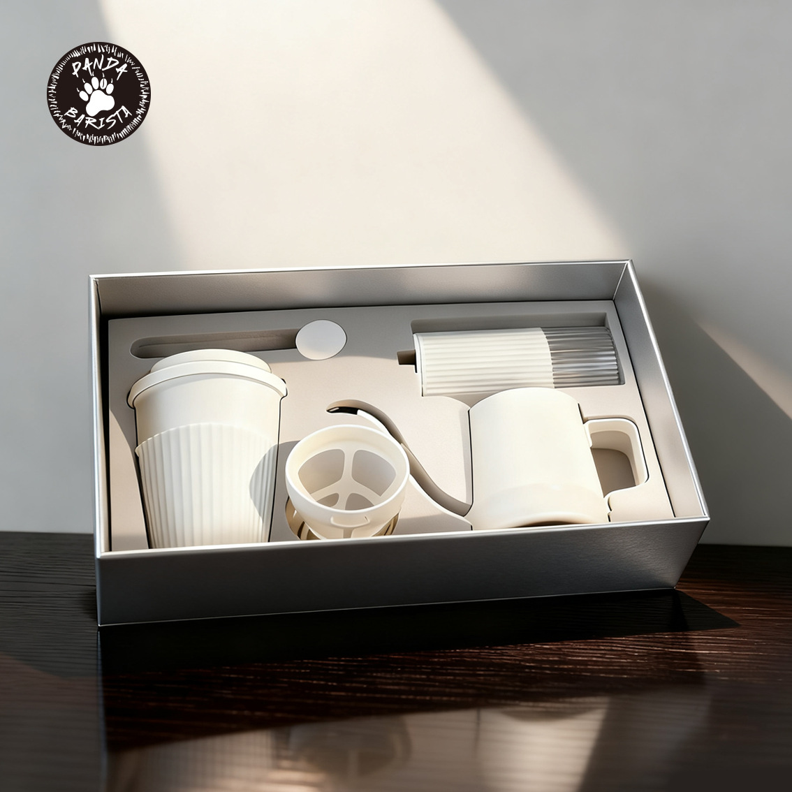 Set de café rápido para principiantes, caja de regalo portátil, café rápido doméstico, set de cuatro piezas, moderno y simple.