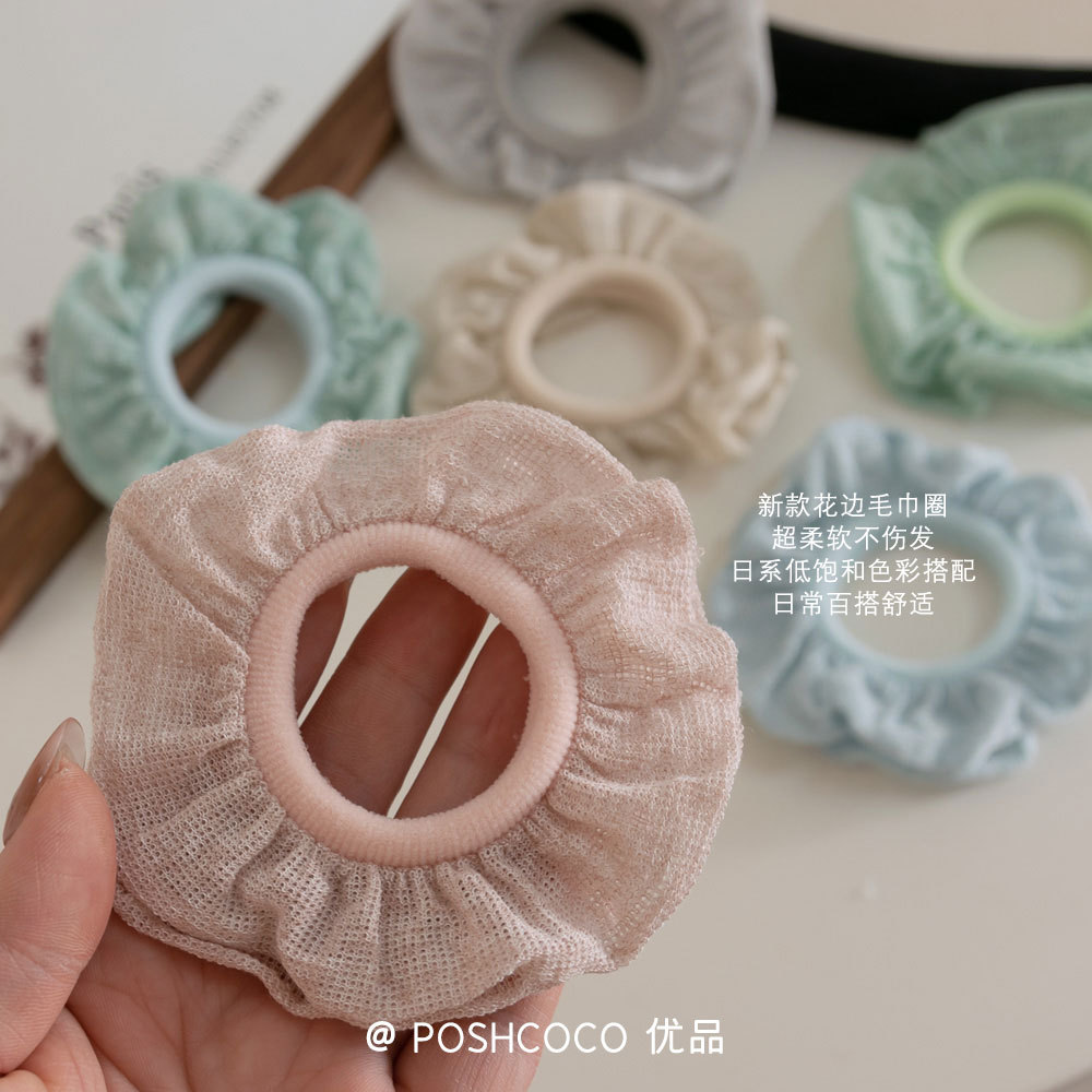 Shangchao Same-style Ruffled High Elastic Rubber Tendon Towel Ring All-match Seamless Hair Hair Hair Accessories Hair Rope Women