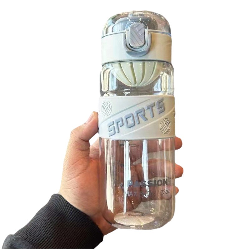 Xinbeidi 6038 nueva taza de plástico de moda taza de plástico de mano simple cubierta elástica taza de plástico con colador taza de plástico