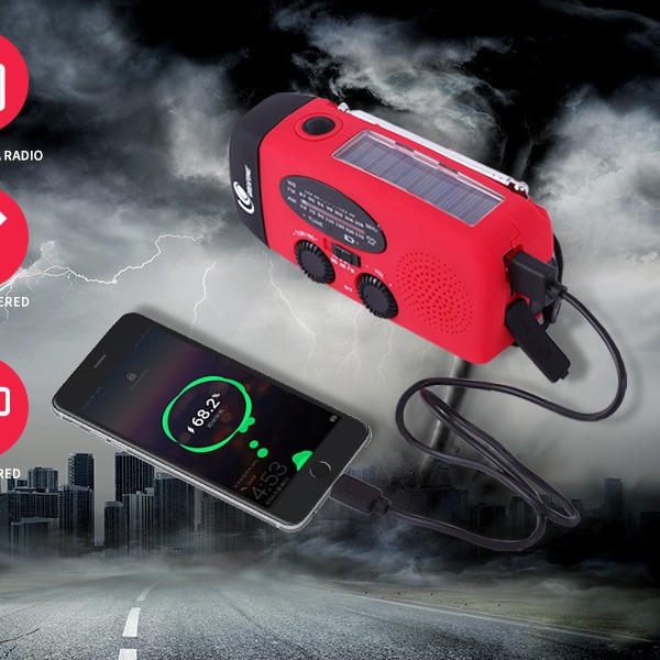 Radio Solar de Manivela Más Vendida de Amazon con Iluminación LED, Radio NOAA de Emergencia, Portátil