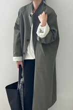 慵懒宽松立领中长款风衣外套女秋季新款休闲英伦风感大衣