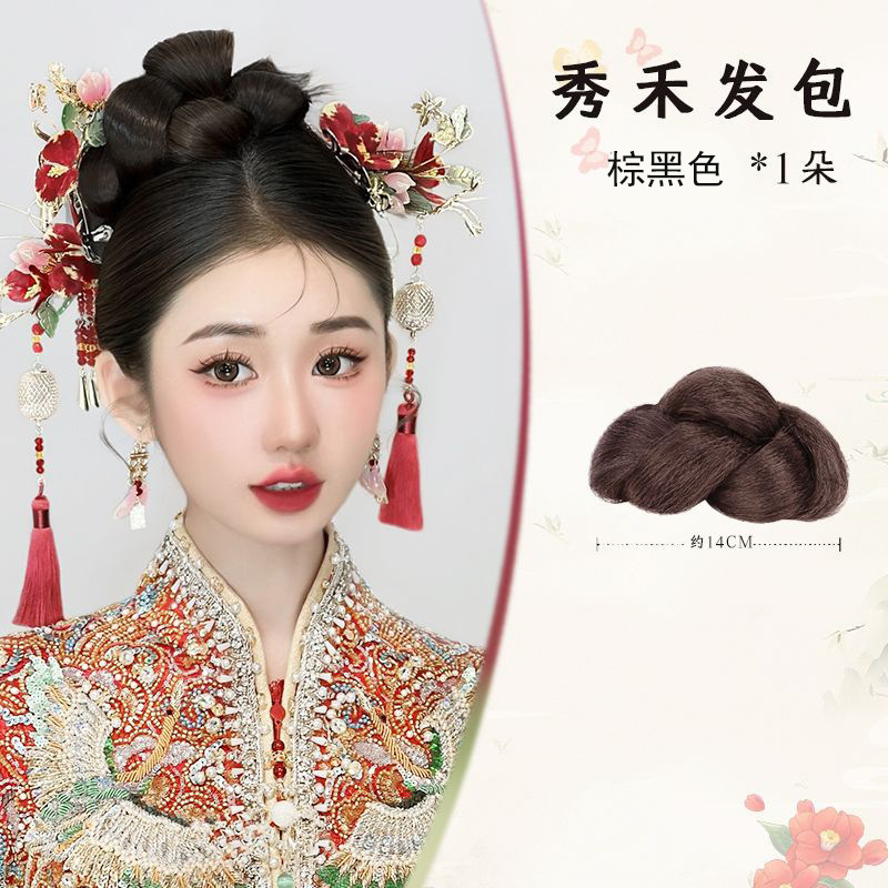新中式预制发包秀禾头饰假发一体式盘发专用高颅顶手残党懒人必备|undefined