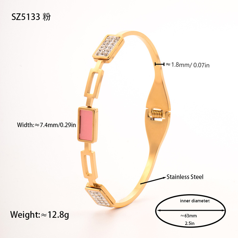 ブレスレットは色あせません、ニッチなスクエアアクリルブレスレット、中空ダイヤモンドがちりばめられたハイエンドジュエリー、女性用チタンスチールブレスレットアクセサリー|undefined