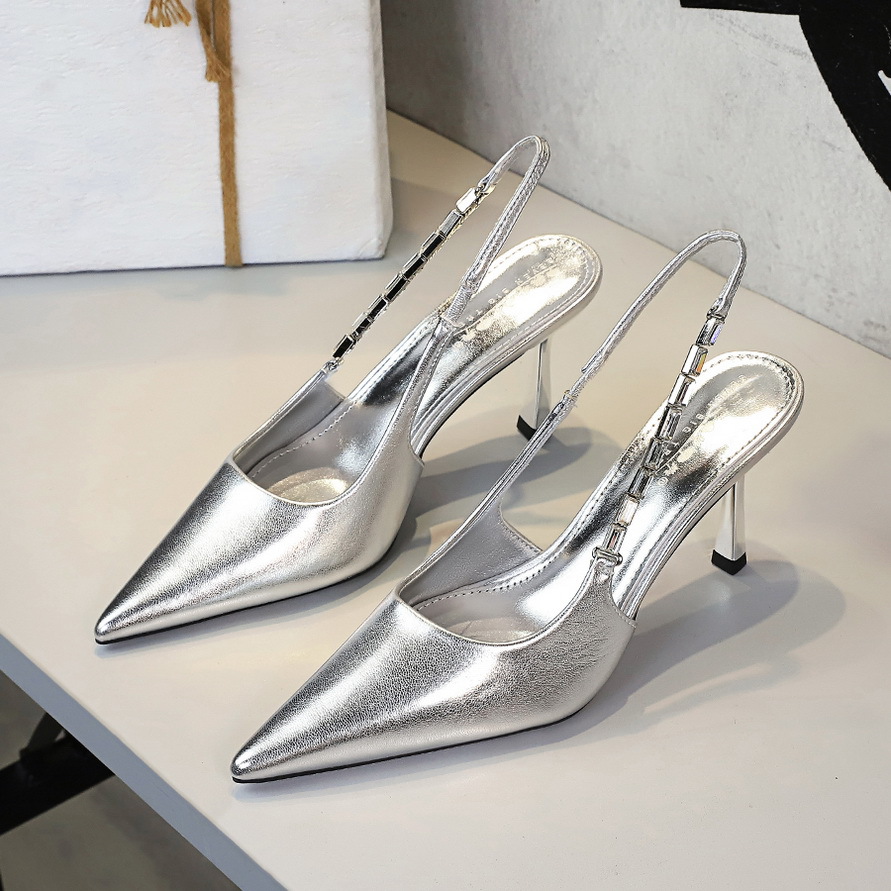 7317-A9 European And American Style Banquet Pointed Toe Rhinestone Backless Thin Heel Single Shoes Women Shallow Mouth_vogvips.com