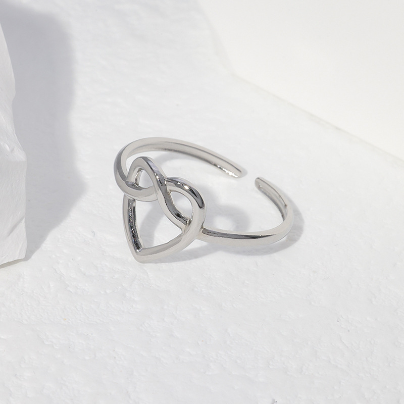 304 Stainless Steel Material Valentine'S Day Festival Heart Shape Pattern PVD Coated Real Gold Plated Heart Shape Stainless Steel Simple Style Waterproof Non Tarnish Open Ring