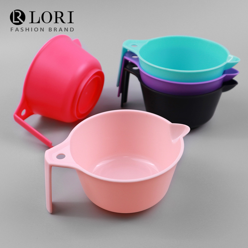 Colorful hair dyeing bowl, new cross-border model, hair salon perm and dyeing tool, manufacturer wholesale handle hair dyeing bowl