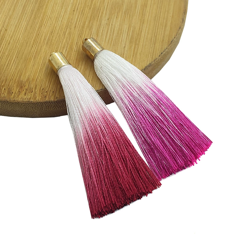 Hair accessory with tassels handmade, pendant, earrings, material, accessories, 7cm, gradient