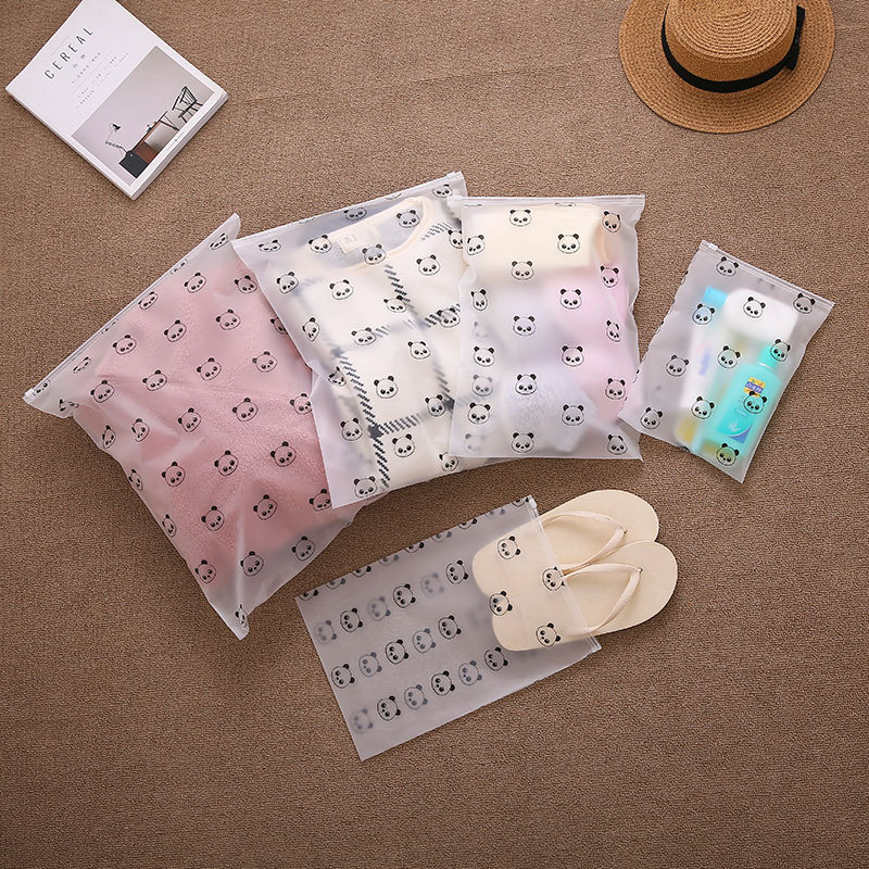 Transparent frosted zipper bag underwear clothing packaging bag shoes pe plastic cartoon socks inner clothes storage bag