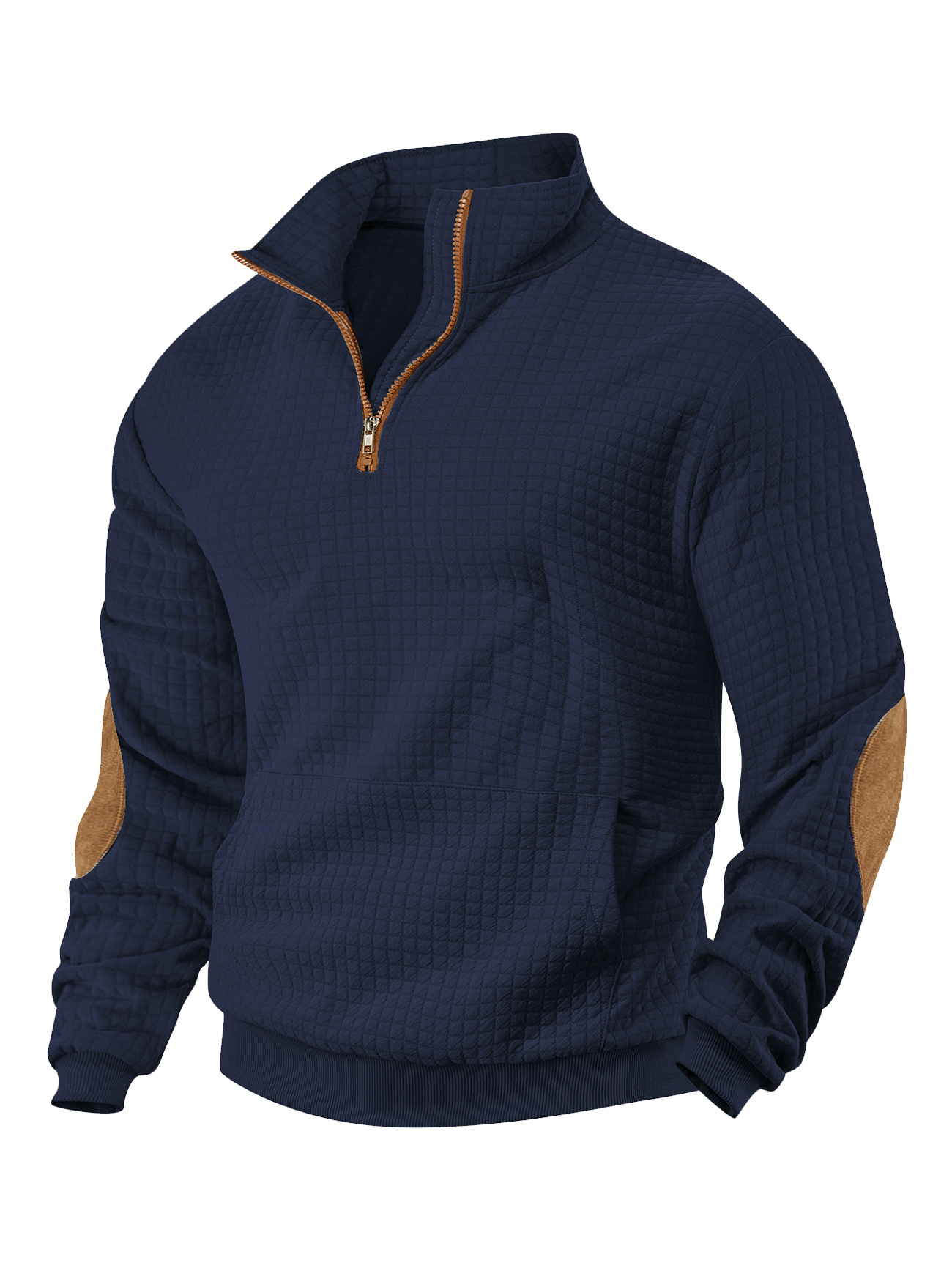 Europa y los Estados Unidos TK cross-border casual chaqueta deportiva Amazon Jacquard cuadrado pequeño cuello medio cremallera chaqueta waffle para hombre