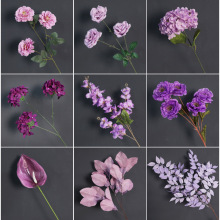 婚庆紫色仿真花婚礼堂高级感婚庆用花吊顶花迎宾拱门花假花地排花