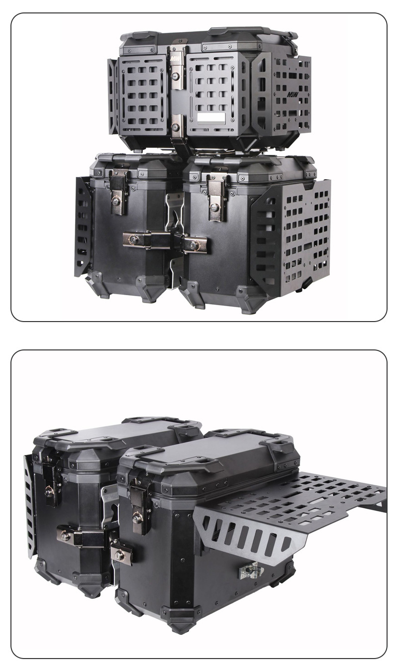 Wholesale Scooter Side Box Electric Vehicle Trunk 45L Multifunctional Armored Black Motorcycle Aluminum Alloy Tail Box