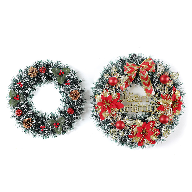 国境を越えた新しいクリスマス装飾花輪クリスマスガーランドホテルショッピングモール装飾ドア吊り松葉装飾品|undefined