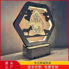 跨境圣诞灯耶稣降生场景木制小夜灯家居装饰摆件节日礼品新年礼物