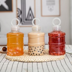 包郵便ネット赤ミルク茶桶カスタムミニミルク茶桶創意小バケツ瓶pet食品級プラスチック飲料瓶