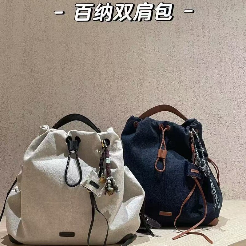Song Shanxia Youbaina series women's large-capacity canvas and leather backpack, laptop bag, commuter bag, couple's bag Song Shanxia Youbaina series women's large-capacity canvas and leather backpack, laptop bag, commuter bag, couple's bag