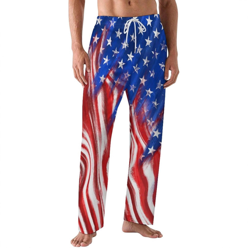 American Flag Pattern Men's Casual Fashion Printed Casual Trousers Suitable for All Seasons