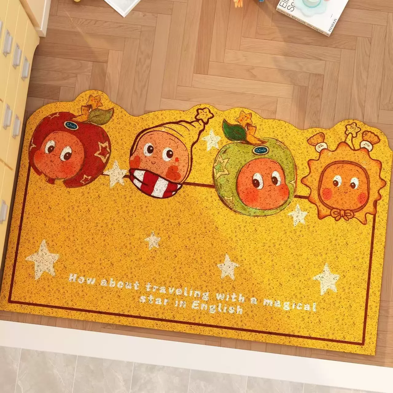 星星人卡通入户门进门口前地垫丝圈地毯家用可裁剪防滑室外脚垫子