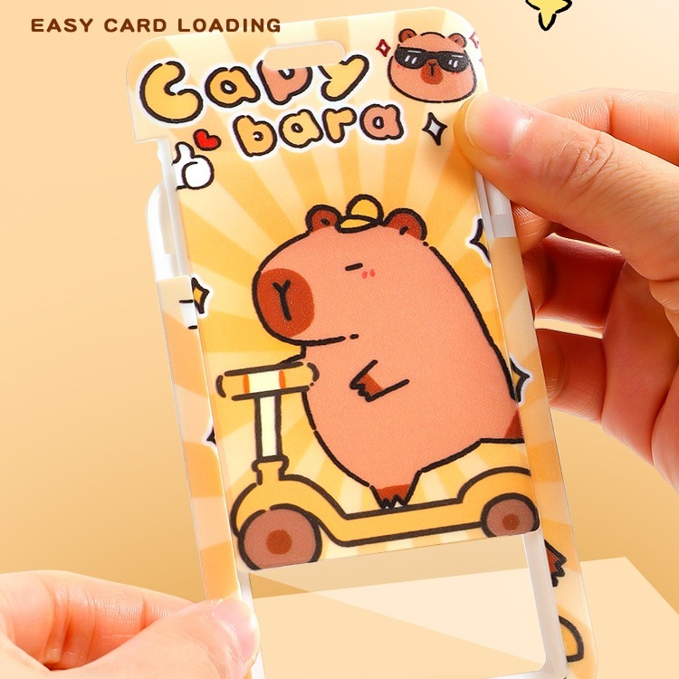 Kapibala オールインワン ストラップ カードホルダー かわいいバスカード保護カバー 学生食事カード キャンパスアクセスカード ブランド|undefined