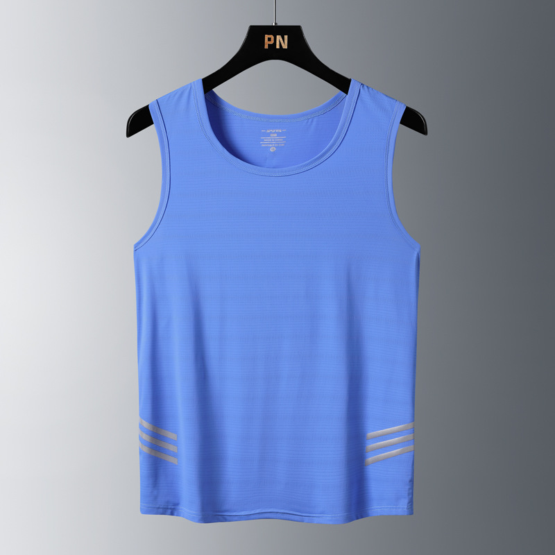 Camiseta Sin Mangas de Seda de Hielo para Hombre de Nailon Tejido Jacquard para Ocio y Deportes image 9
