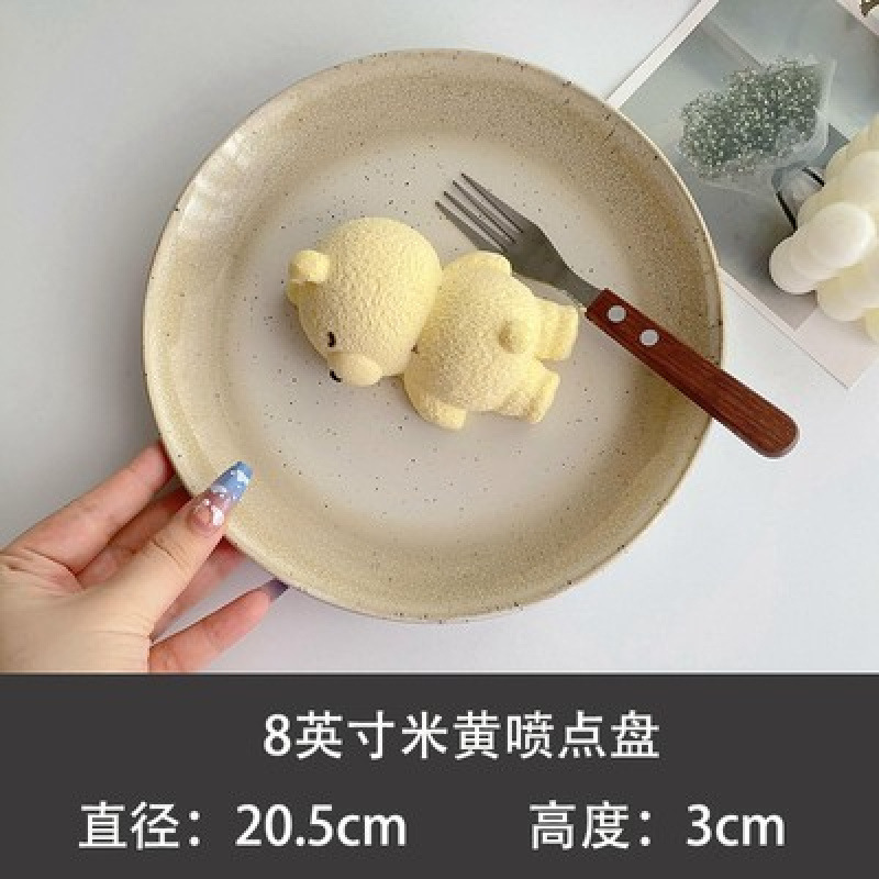 セラミック卸売ディナープレート朝食プレートセラミックウォームウッドハートフォトポーズスタイルホームクリームカラーディッシュプレート|undefined
