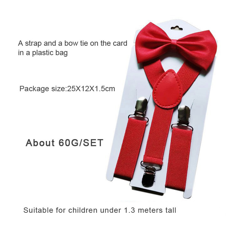 Children's 3-clip Y-shaped elastic shoulder strap+bow tie
