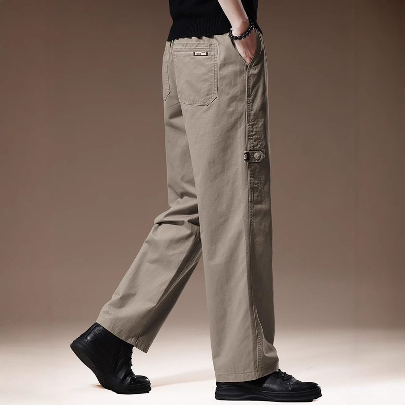High-End American-Style Wide-Leg Cargo Pants for Men, Autumn New Loose Large-Size Straight Retro Casual Long Pants for Men