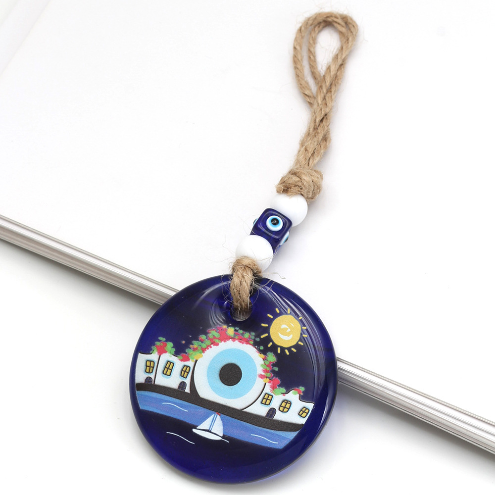 138g Weight Bag Pendant, Keychain Classification 1 Piece Quantity Holiday, Daily Occasion Glass Material Devil's Eye Pattern Unisex Gender Retro, Classic Style Style Retro Classic Style Devil's Eye Glass Unisex Bag Pendant Keychain 4