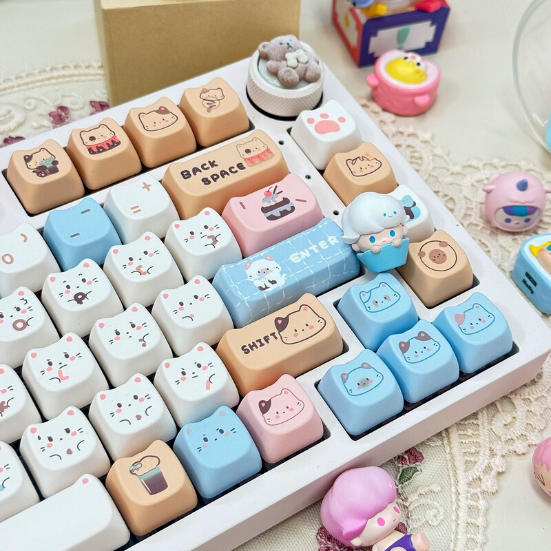 Sea Salt Cat Keycap Cat-Shaped Mao Highly Adorable Mac Dye-Sublimation Hi75 Hi8 S99 F99 104 F87