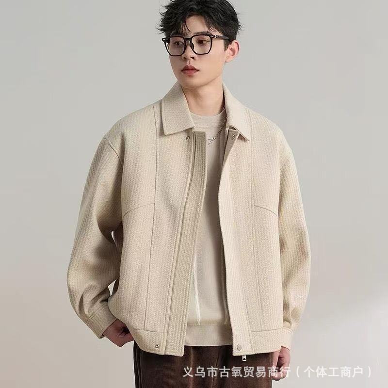 Collared Twill Jacket 2026 Spring and Autumn New Style Niche Solid Color Fashionable Loose Trendy High-End Casual Jacket for Men