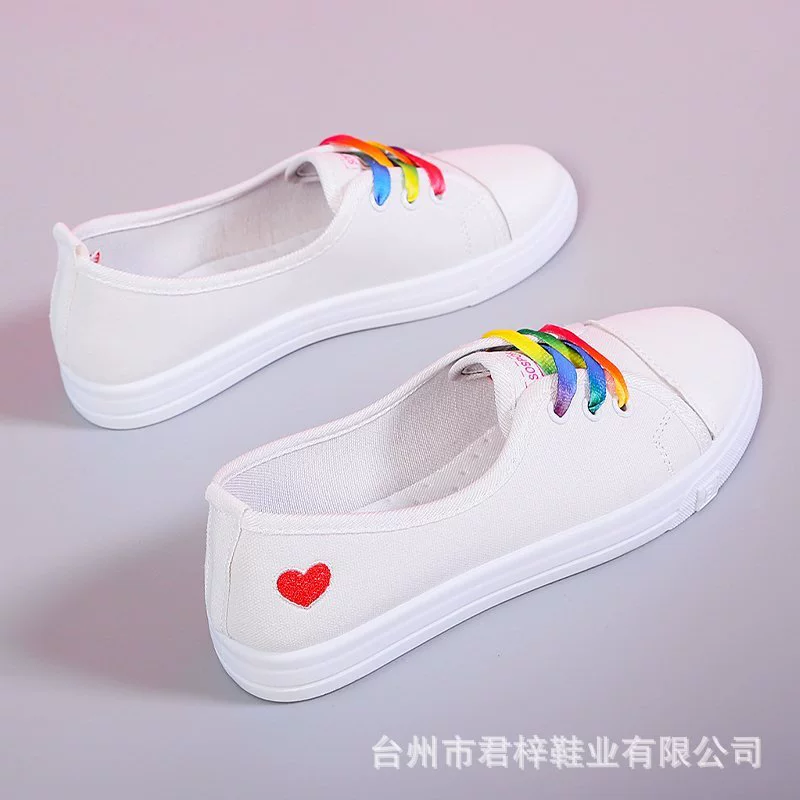 Rainbow white shoes, fashionable footwear, cloth sneakers, 2021 collection, wholesale