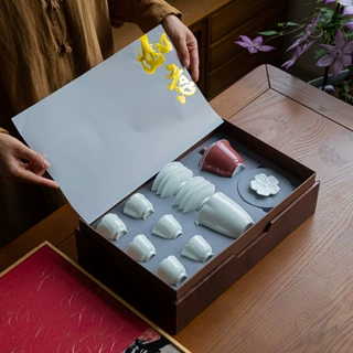 影青功夫茶具套装高档陶瓷茶具礼盒装全套国潮家用泡茶茶具一整套