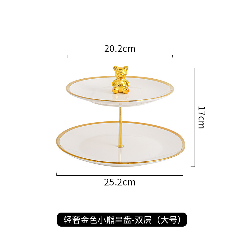 Luz de lujo multicapa de cerámica plato de fruta sala de estar mesa de café hogar plato de fruta recepción postre decoración postre plato de caramelo