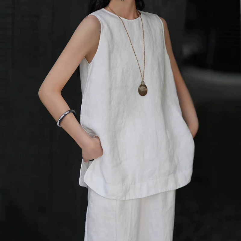 Summer New Style Women's Cool and Breathable Linen Tencel Sleeveless Vest, Thin and Drapey, Moisture-Wicking and Heat-Dissipating, Solid Color Women's Clothing Summer New Style Women's Cool and Breathable Linen Tencel Sleeveless Vest, Thin and Drapey, Moisture-Wicking and Heat-Dissipating, Solid Color Women's Clothing