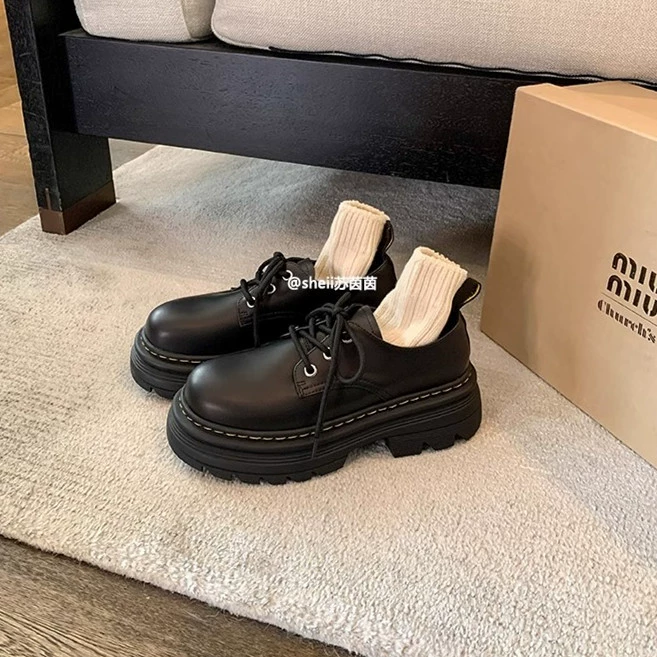 Ботинки Martens, на высокой платформе pony, обувь для отдыха, кожаная обувь, туфли из натуральной кожи