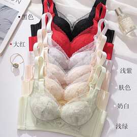 婷婷376#素雅蕾丝滑滑杯34-38中厚B杯聚拢侧收四排扣尾货内衣批发