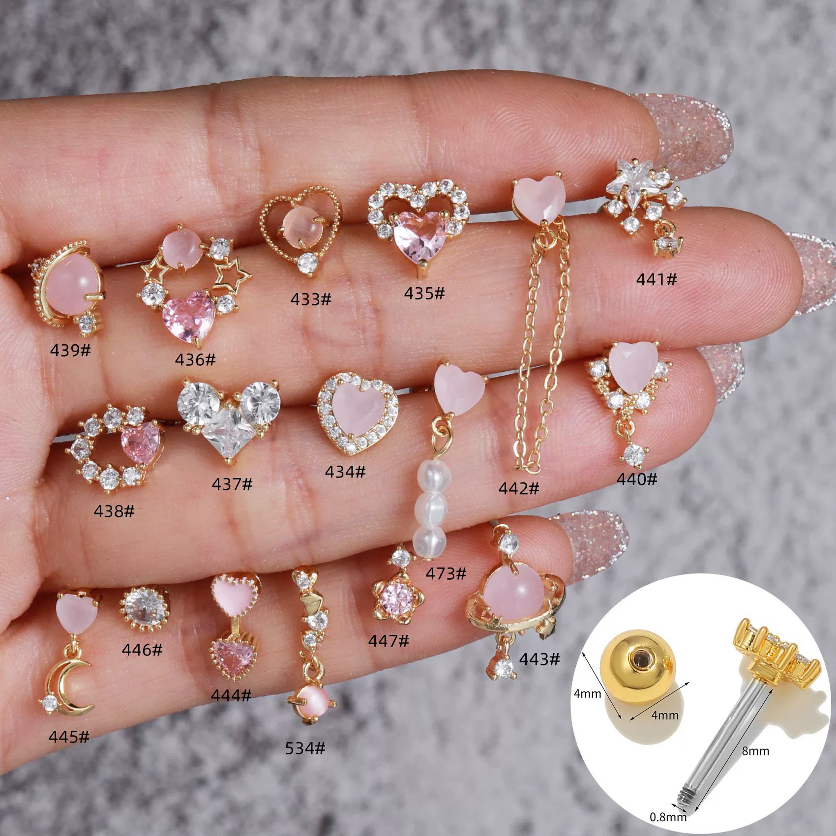 (Cross-border trading), fuchsia piercing, earrings
