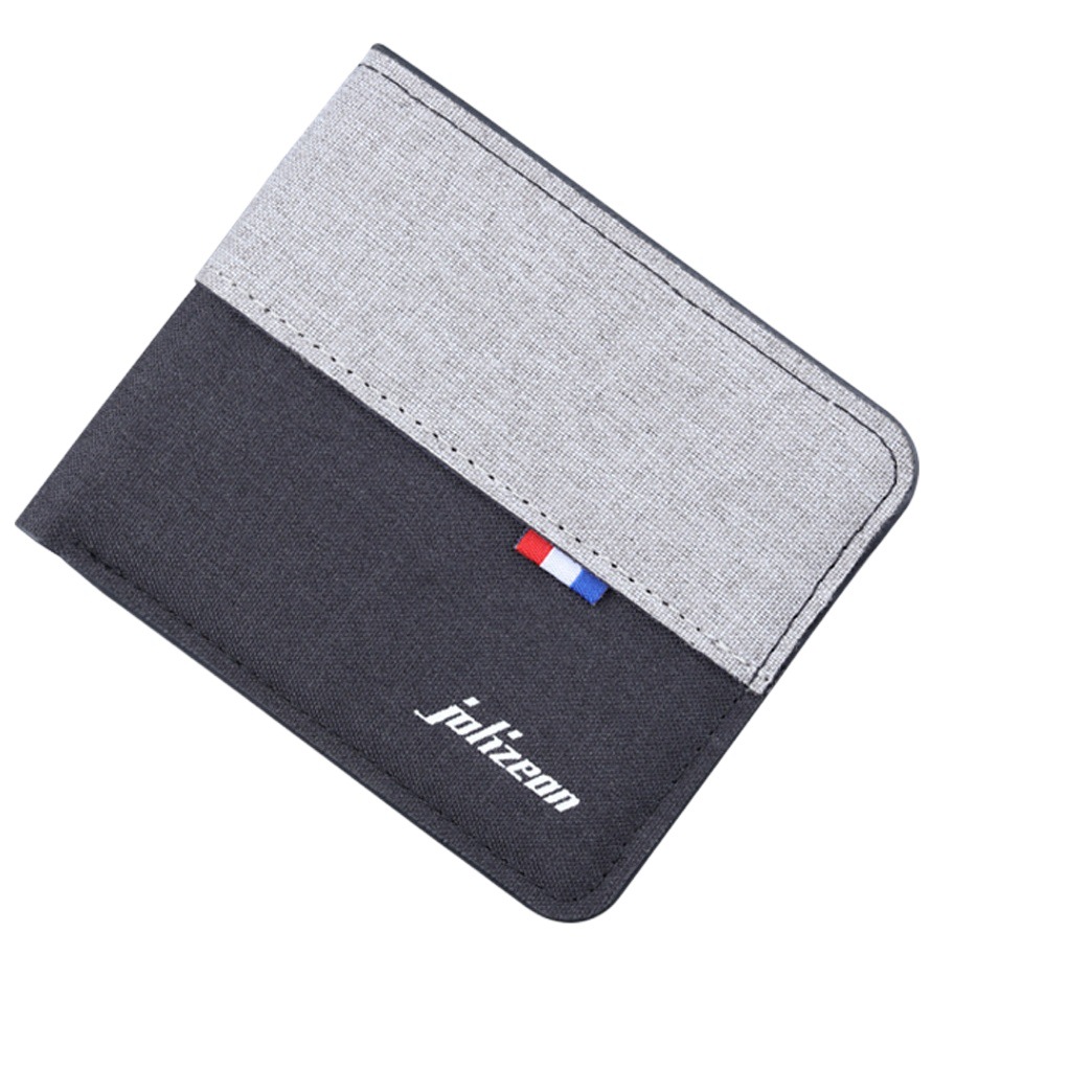 Cartera de lona plegable bolsa de denim para hombre billetera de hombre contraste de color clip corto billetera de hombre fábrica al por mayor